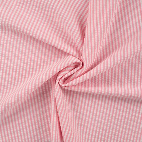 0,5 MTR. SEERSUCKER STREIFEN UNI ROSE