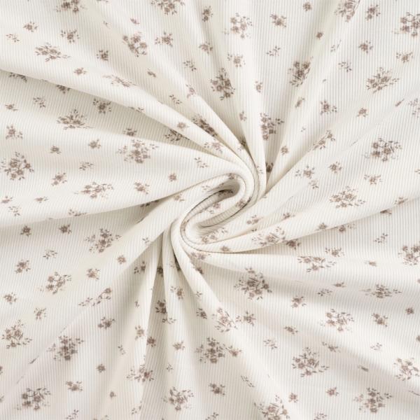 0,5 MTR. ♥ RIPPSTRICK JERSEY NATURAL FLOWERS ♥