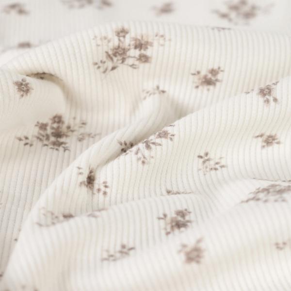 0,5 MTR. ♥ RIPPSTRICK JERSEY NATURAL FLOWERS ♥