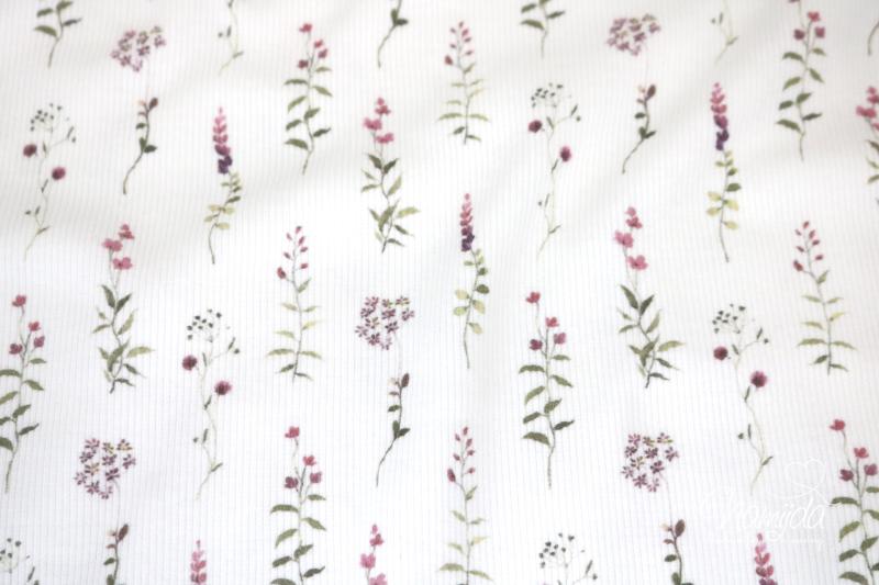 0,5 MTR. ♥ RIPPSTRICK JERSEY SUMMER FLOWERS BEERE ♥
