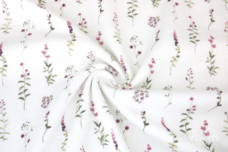 0,5 MTR. ♥ RIPPSTRICK JERSEY SUMMER FLOWERS BEERE ♥