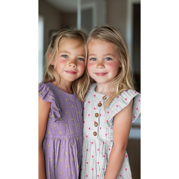 0,5 MTR. ♥ MUSSELIN GESTICKTE NEON HERZEN - LAVENDEL ♥