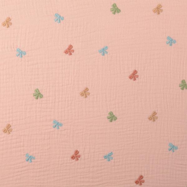 0,5 MTR. ♥ MuSSELIN GESTICKTE PASTELL SCHLEIFCHEN ROSE ♥