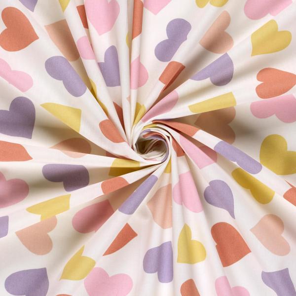 0,5 MTR.  PASTELL HERZCHEN BAUMWOLLE