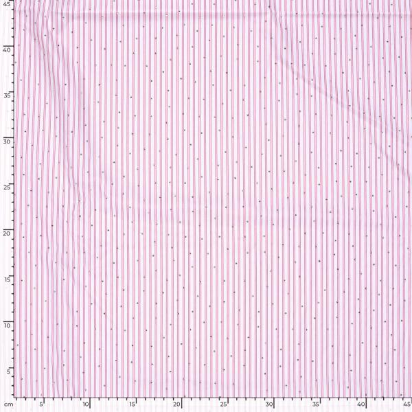 0,5 MTR. GLITZER STEINCHEN STREIFEN PINK/ROSA BAUMWOLL POPELINE