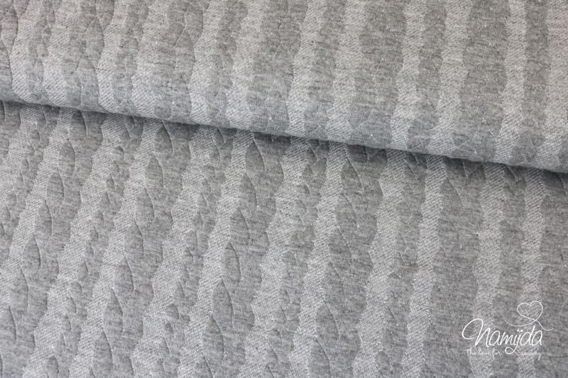 0,50 MTR. ♥ JACQUARD ZOPFMUSTER HELLGRAU ♥