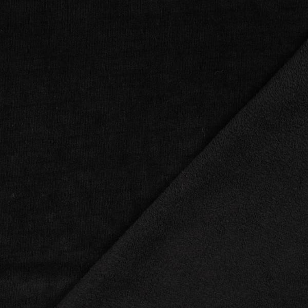 0,50 MTR. ♥ FEINCORD DOUBLEFACE FLEECE SCHWARZ STRETCH ♥