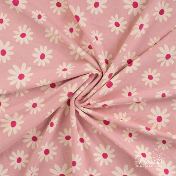 0,50 MTR. ♥ DAISIES ROSE MELANGE JERSEY ♥