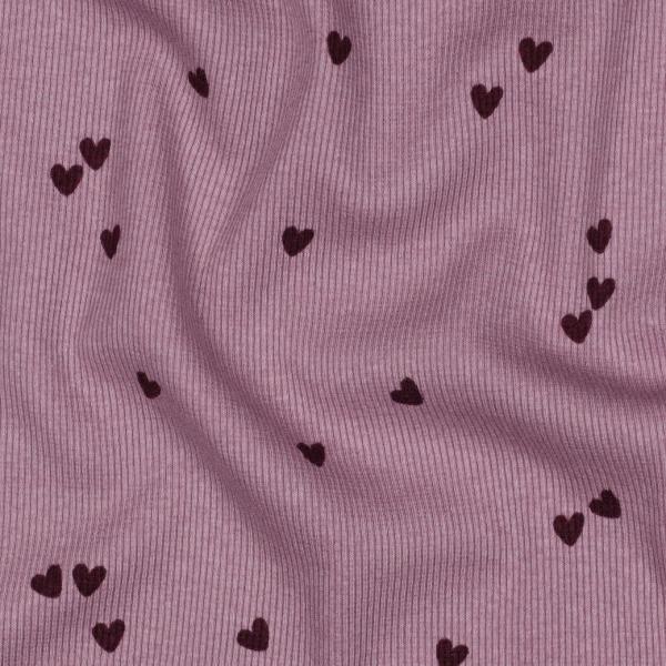 0,5 MTR. ♥ RIPPSTRICK JERSEY HERZCHEN - MAUVE ♥