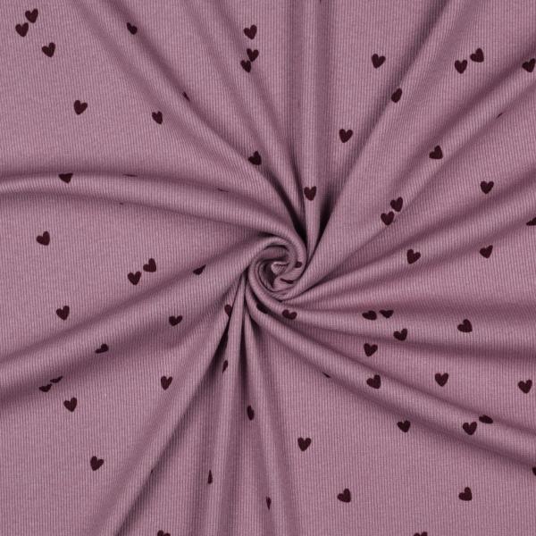 0,5 MTR. ♥ RIPPSTRICK JERSEY HERZCHEN - MAUVE ♥