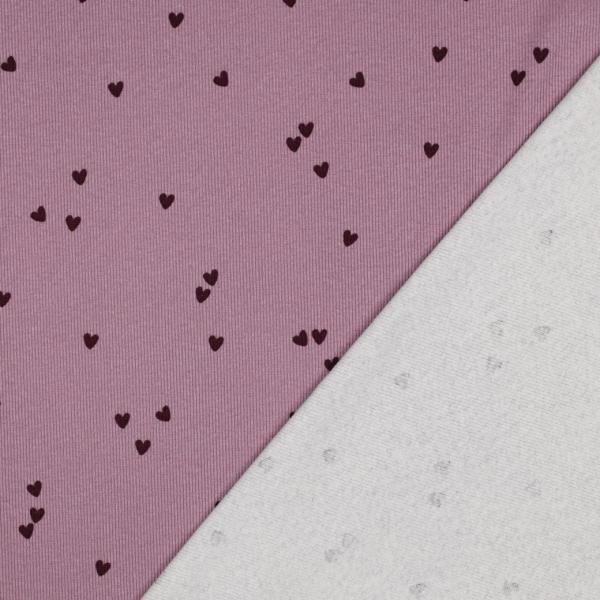 0,5 MTR. ♥ RIPPSTRICK JERSEY HERZCHEN - MAUVE ♥