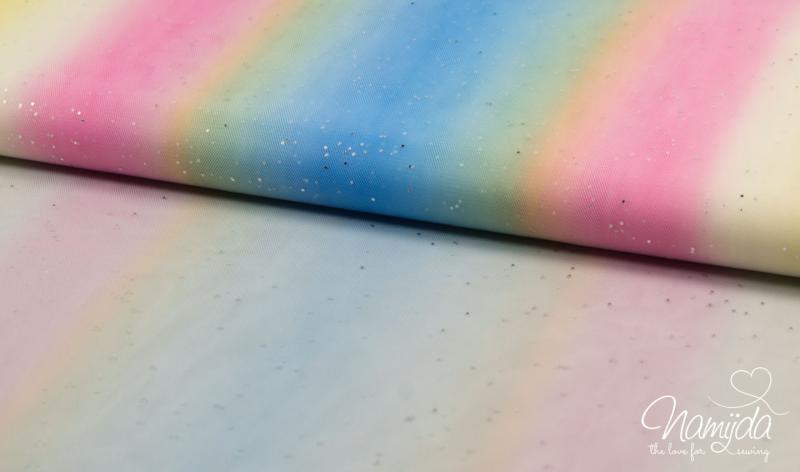 0,5 MTR. ♥ WEICHER *GLITZER* FARBVERLAUF RAINBOW MuLTICoLour TüLL ♥