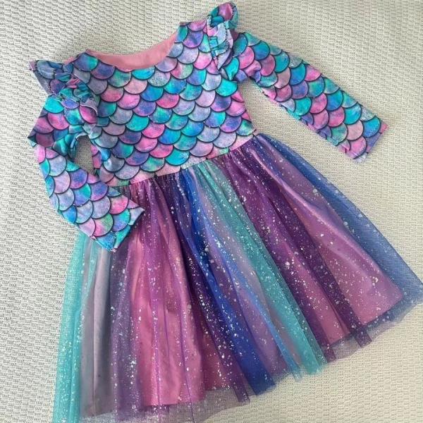 0,5 MTR. ♥ MERMAID SOFT SPRENKEL SCHIMMER TüLL TÜRKIS/LILA ♥