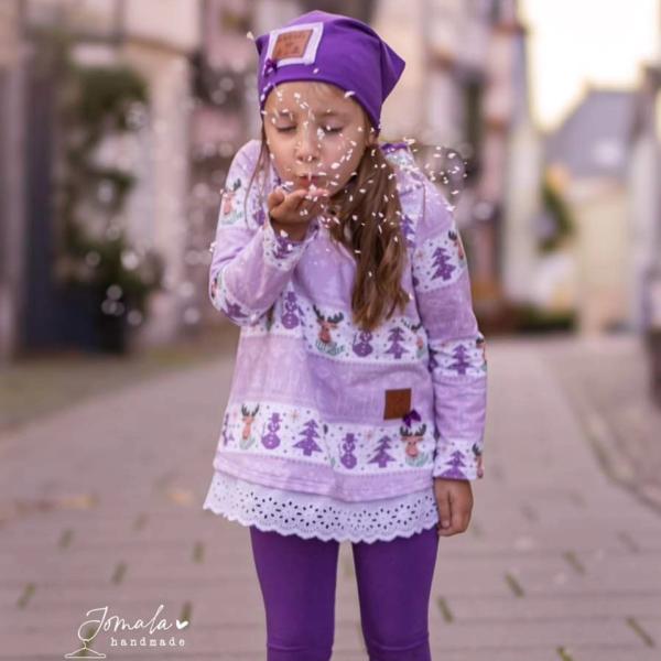 0,5 MTR. SOFT SWEAT ELCH NIKO WeiHNACHTSTRAUM - FLIEDER - EIGENPRODUKTION ♥