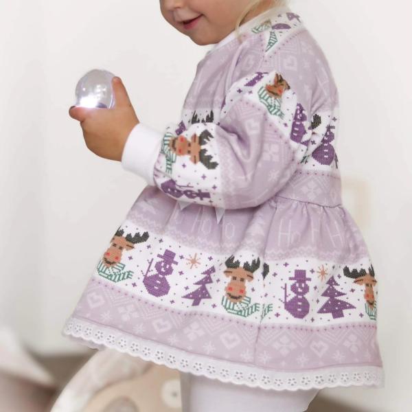 0,5 MTR. SOFT SWEAT ELCH NIKO WeiHNACHTSTRAUM - FLIEDER - EIGENPRODUKTION ♥