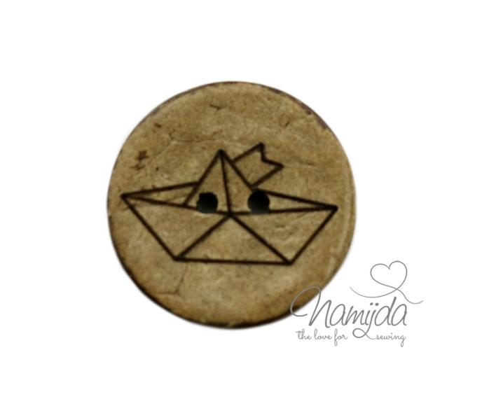 1 Stück ♥ EIGENPRODUKTION KOKOSKNOPF PaPIERBooT - HOLZKNOPF - 22 mm ♥