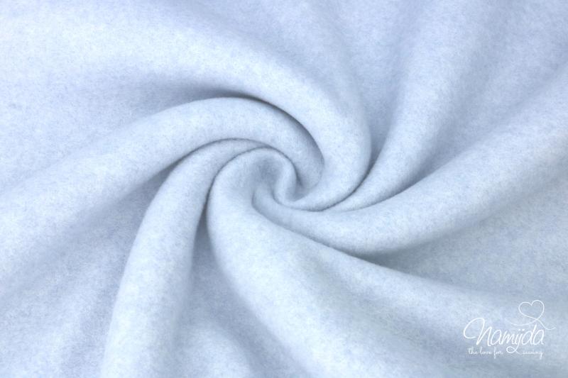 0,5 MTR. ♥ Doubelface Baumwollfleece HELLBLAU MELANGE - 100% Baumwolle ♥