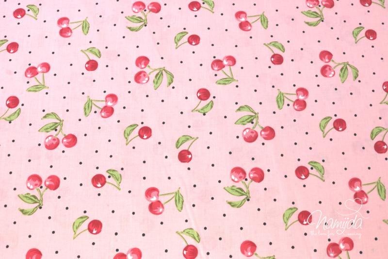0,5 MTR. AQUARELL KIRSCHEN ROSE - BAUMWoLLE POPELINE