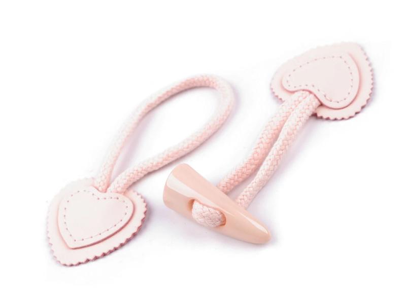 1 Stück ♥ Dufflecoat-Verschluss HERZ - RoSE - Knebelknopf - zweiteilig ♥