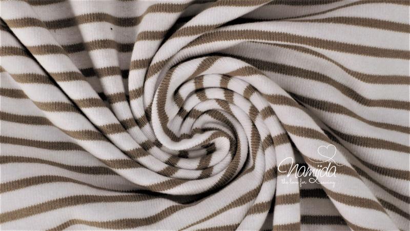 0,5 MTR. ♥ STREIFENJERSEY BAUMWOLLE  BRAUN/WeiSS ♥