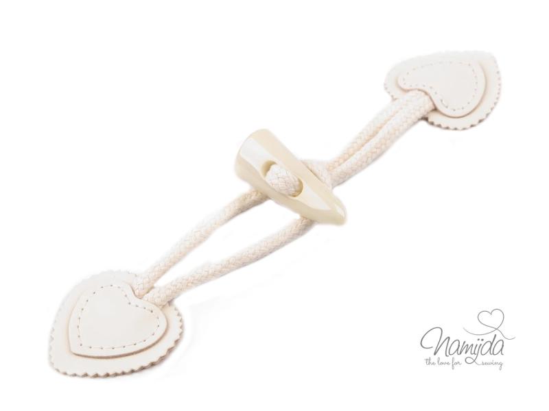 1 Stück ♥ Dufflecoat-Verschluss HERZ - NATUR - Knebelknopf - zweiteilig ♥