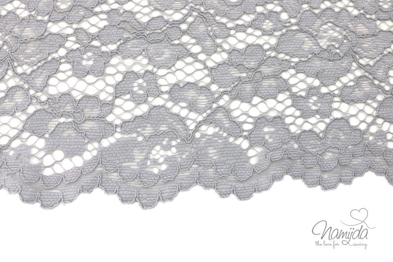 0,5 MTR. ♥ SPITZE BLüTeNTRAUM - GRAU - Spitzenstoff ♥