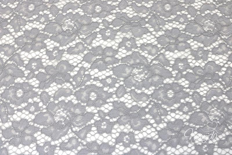 0,5 MTR. ♥ SPITZE BLüTeNTRAUM - GRAU - Spitzenstoff ♥