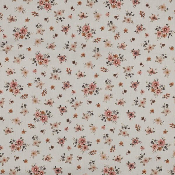 0,5 MTR.♥ BLÜTENZAUBER NATUR BAUMWOLL POPELINE ♥