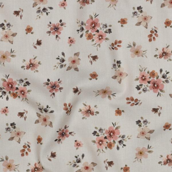 0,5 MTR.♥ BLÜTENZAUBER NATUR BAUMWOLL POPELINE ♥