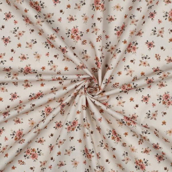 0,5 MTR.♥ BLÜTENZAUBER NATUR BAUMWOLL POPELINE ♥