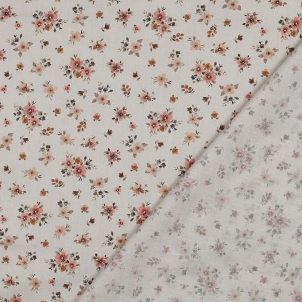 0,5 MTR.♥ BLÜTENZAUBER NATUR BAUMWOLL POPELINE ♥