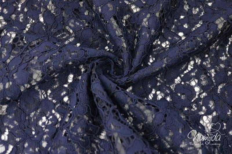 0,5 MTR. ♥ SPITZE BLüTeNTRAUM - NAVY - Spitzenstoff ♥