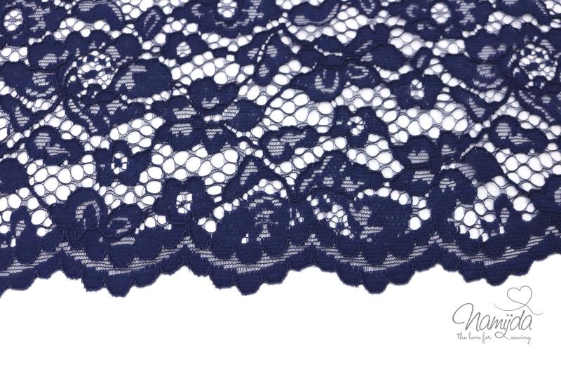 0,5 MTR. ♥ SPITZE BLüTeNTRAUM - NAVY - Spitzenstoff ♥