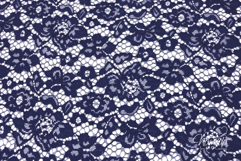 0,5 MTR. ♥ SPITZE BLüTeNTRAUM - NAVY - Spitzenstoff ♥