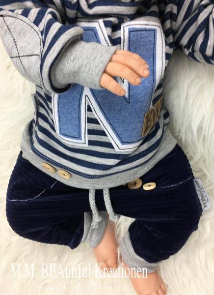 0,5 MTR. ♥ BREITCORD BAUMWOLLJERSEY - NAVY - ELASTISCH ♥