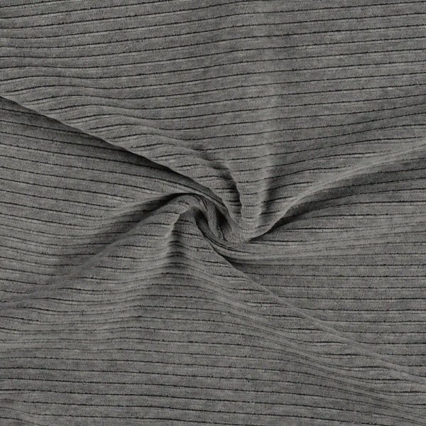 0,5 MTR. ♥ BREITCORD BAUMWOLL JERSEY - DuNKELGRAU - ELASTISCH - WASHED ♥