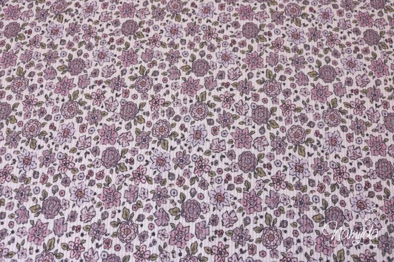 0,5 MTR.  ♥ RIPPSTRICK JERSEY BLOSSOMS LAVENDEL ♥