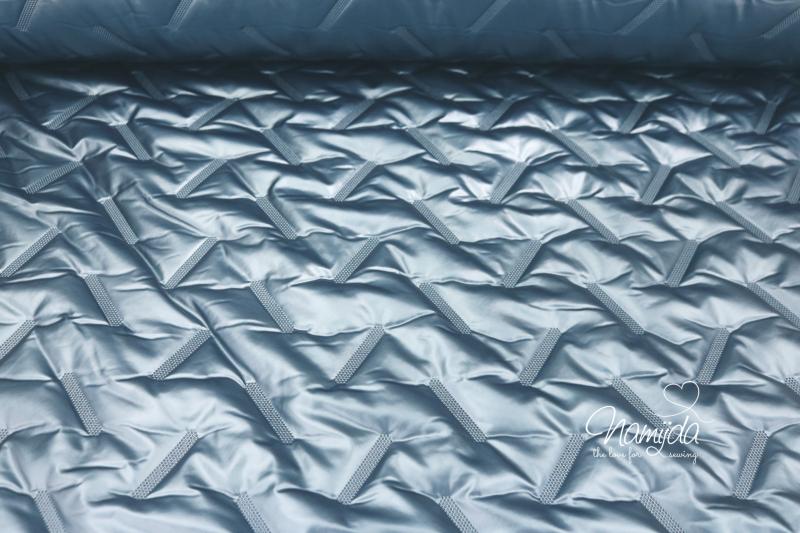 0,5 MTR. ♥ ABGESTEPPTER JACKENSTOFF METALLIC BLAU ♥