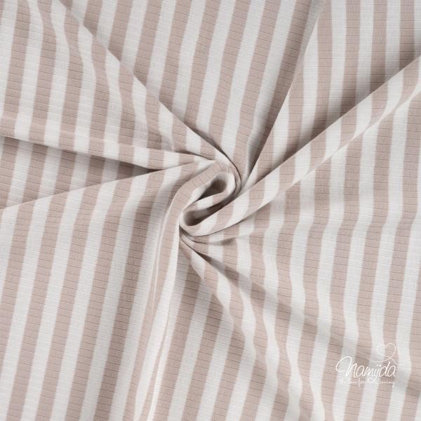 0,5 MTR. ♥ RIPPSTRICK JERSEY STREIFEN TAUPE ♥