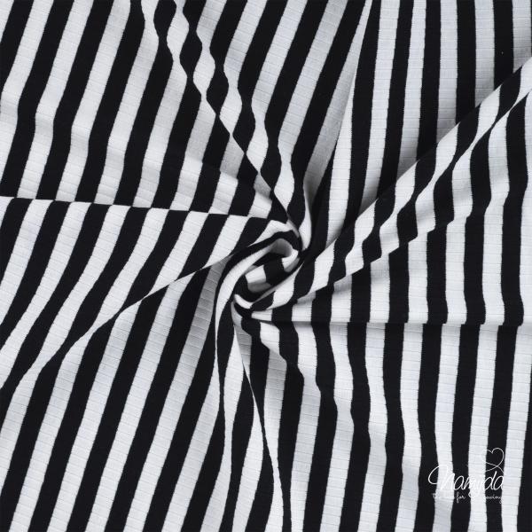 0,5 MTR. ♥ RIPPSTRICK JERSEY STREIFEN SCHWARZ ♥