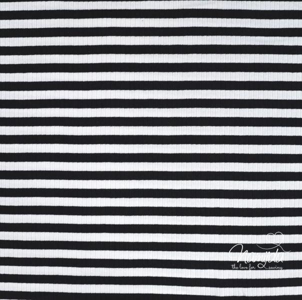 0,5 MTR. ♥ RIPPSTRICK JERSEY STREIFEN SCHWARZ ♥