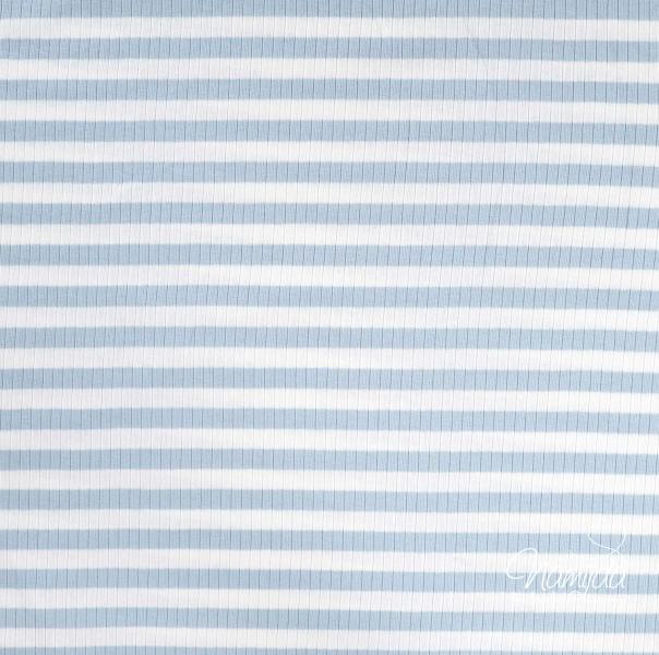0,5 MTR. ♥ RIPPSTRICK JERSEY STREIFEN HIMMELBLAU ♥