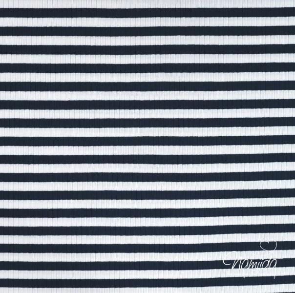 0,5 MTR. ♥ RIPPSTRICK JERSEY STREIFEN NAVY ♥