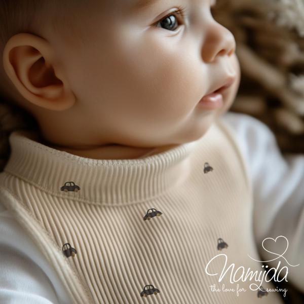 0,5 MTR. ♥ RIPPSTRICK JERSEY AUTO/FAHRZEUGE - NATUR ♥