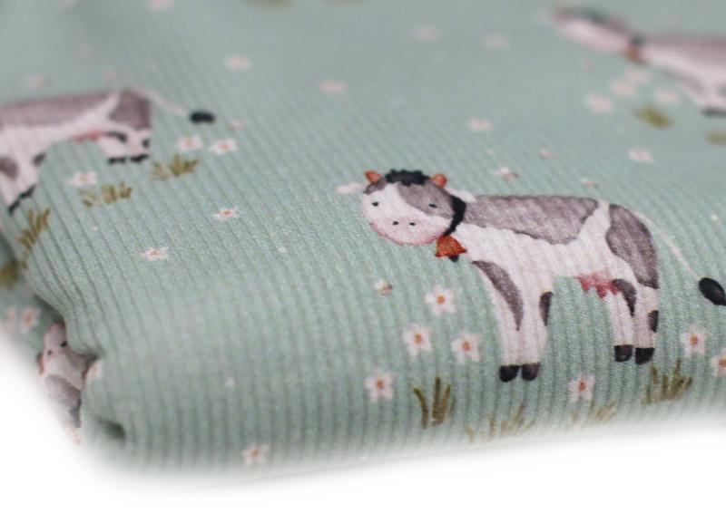 0,5 MTR. ♥ RIPPSTRICK JERSEY LANDLEBEN KUH ♥