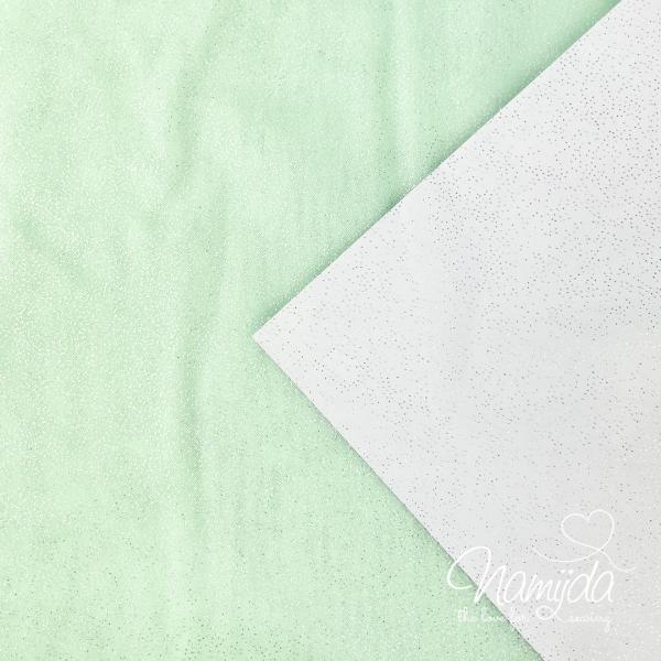0,5 MTR. ♥ WEICHER GLITZER TüLL MINT/SILBER ♥