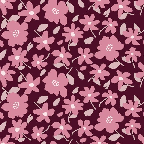 0,5 MTR. AUTUMN AUBERGINE FLOWERFIELD - FRENCH TERRY