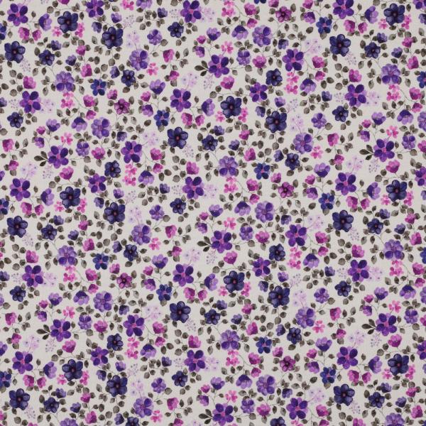 0,5 MTR. ♥ STREUBLÜMCHEN JERSEY - BEERE/LILA ♥