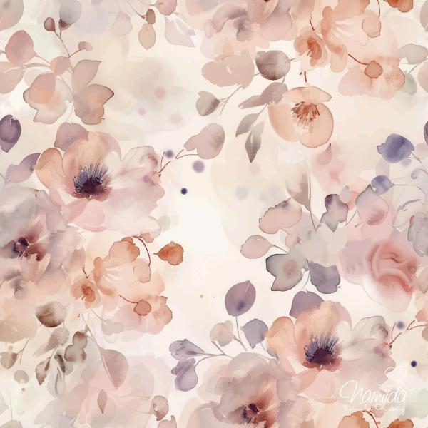 0,50 MTR. BIO JERSEY AQUARELL FLOWERS