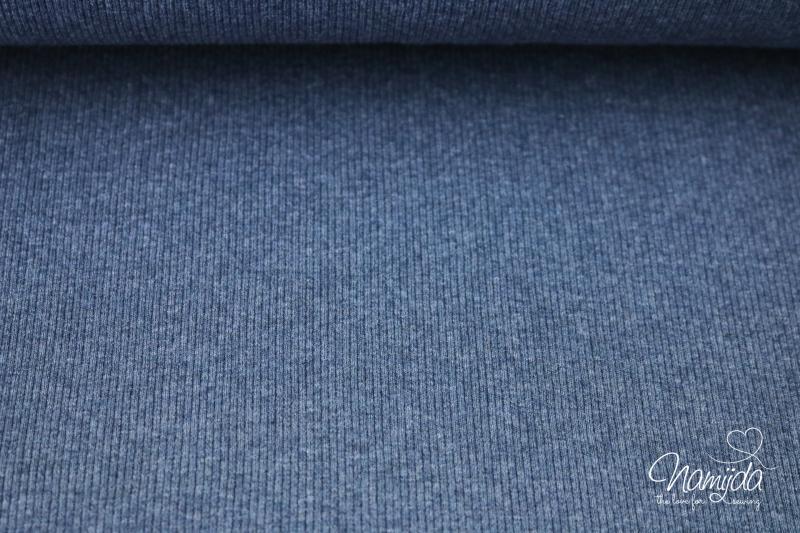 ♥0,5 Mtr. FEINRIPP Bündchen - NAVY MELIERT - Schlauch ♥